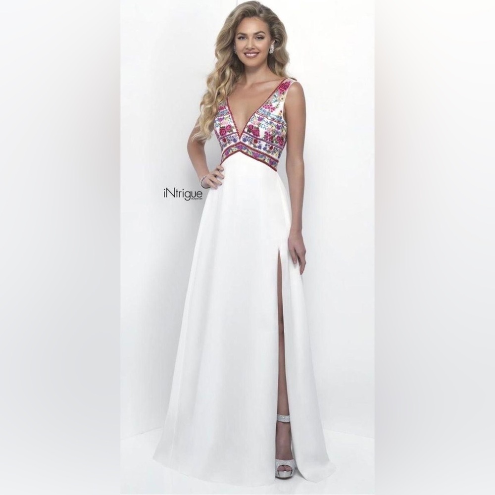 White and multi-colored prom/formal dress!